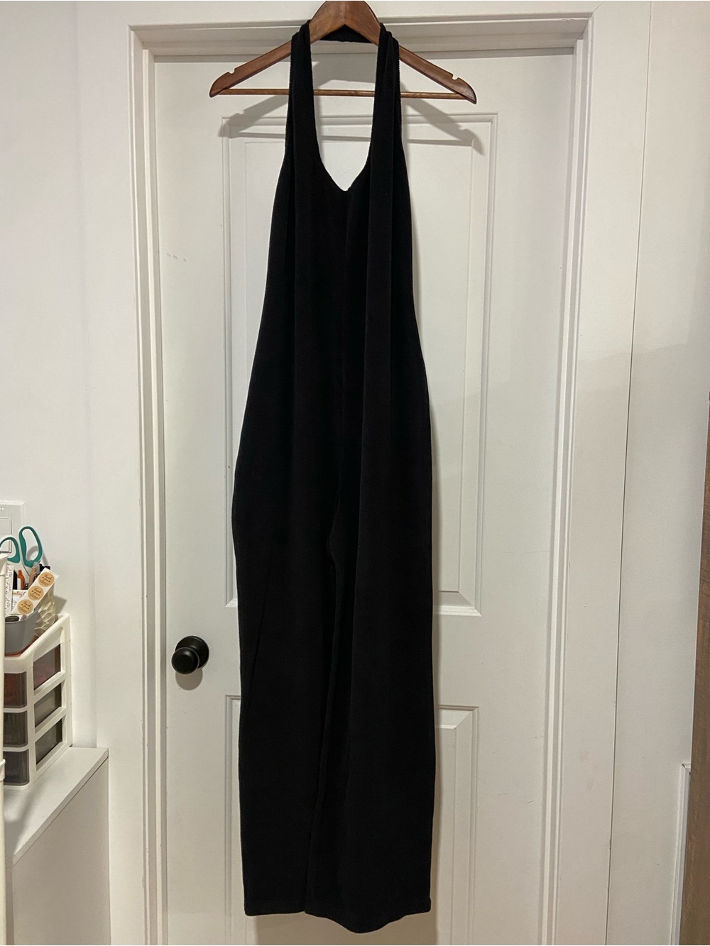 Bella Canvas Black Terry Halter Wide-Leg Jumpsuit - Picture 3 of 8